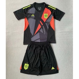 Espanja Maalivahti Jalkapallovaatteet Lasten Vieraspeliasu EM-Kisat 2024 Lyhythihainen (+ Lyhyet housut)